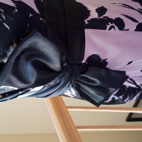 WHBM removable straps bow accent satin feel midi floral formal dress, like new - Picture 2 of 15